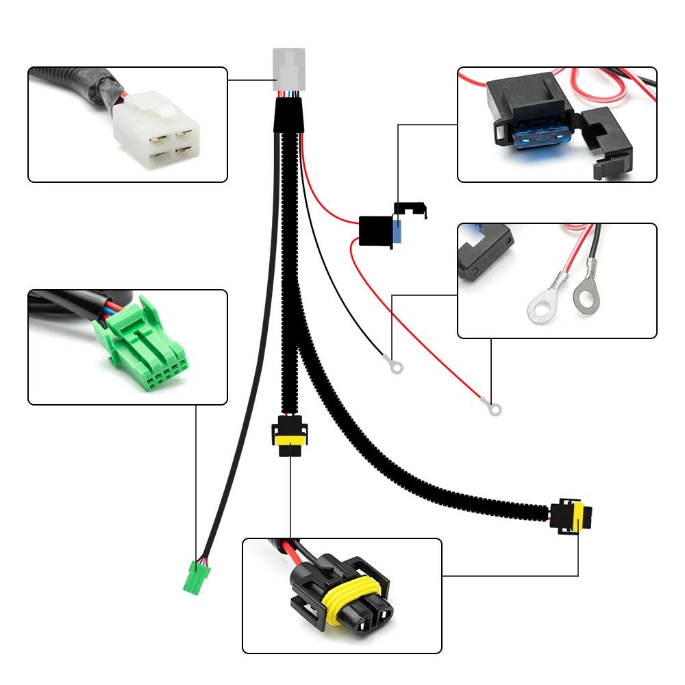 Faisceau de câbles pour phare antibrouillard H8 H11 12V 40a, pour Honda Civic Jazz CR-V HR-V Accord