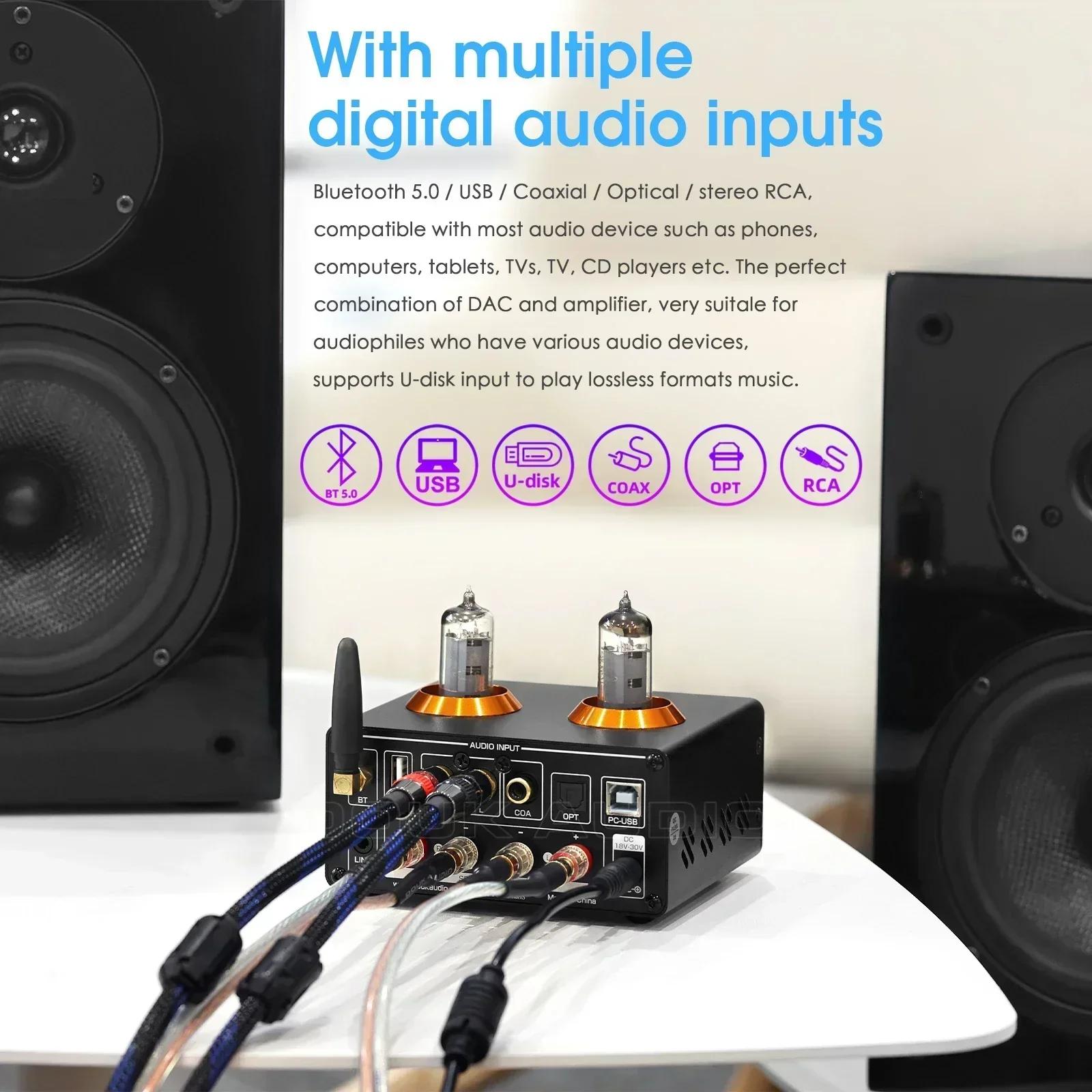Douk – amplificateur de puissance Audio HiFi à Tube sous vide, récepteur stéréo Bluetooth 5.0, USB D