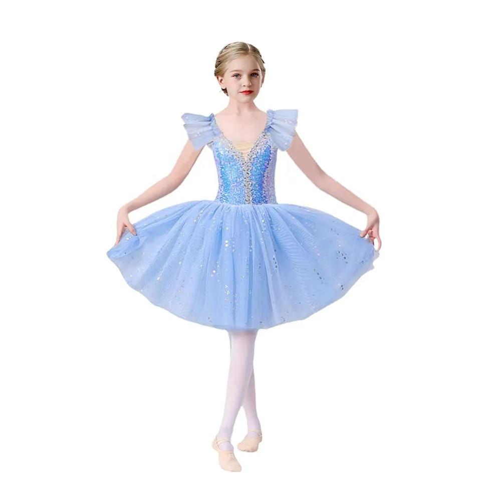 Robes de danse pour filles, robes de ballet pour enfants, robes de danse à paillettes pour filles, c
