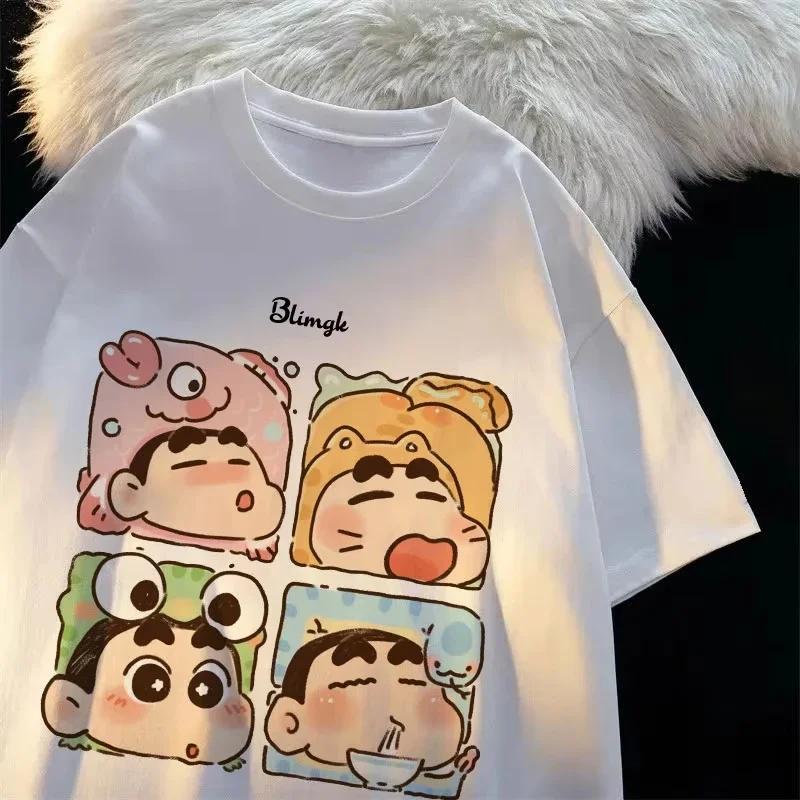 2025 nouveau dessin animé mignon Crayon shin-chan pur coton à manches courtes T-Shirt pour les femme