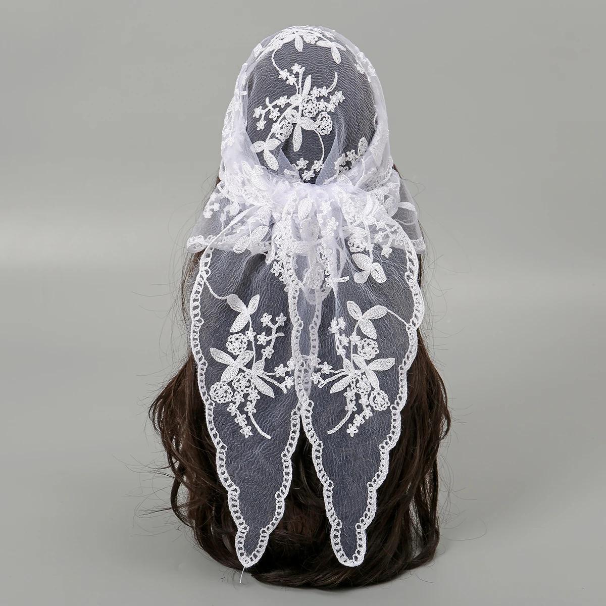 Mode Ins dentelle cheveux écharpe femmes rétro Triangle bandes de cheveux Vintage triangulaire foula