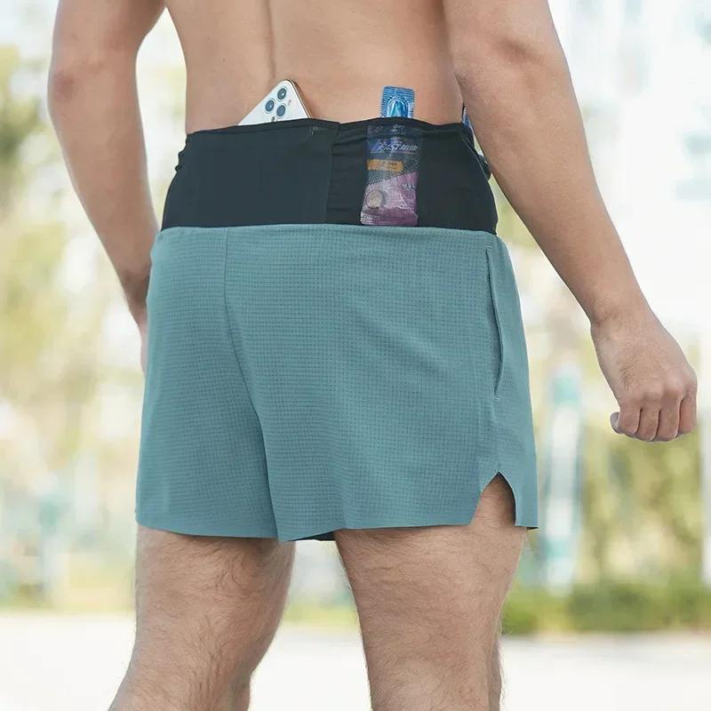 Short marathon 2 en 1 doublure triangulaire hommes respirant séchage rapide course