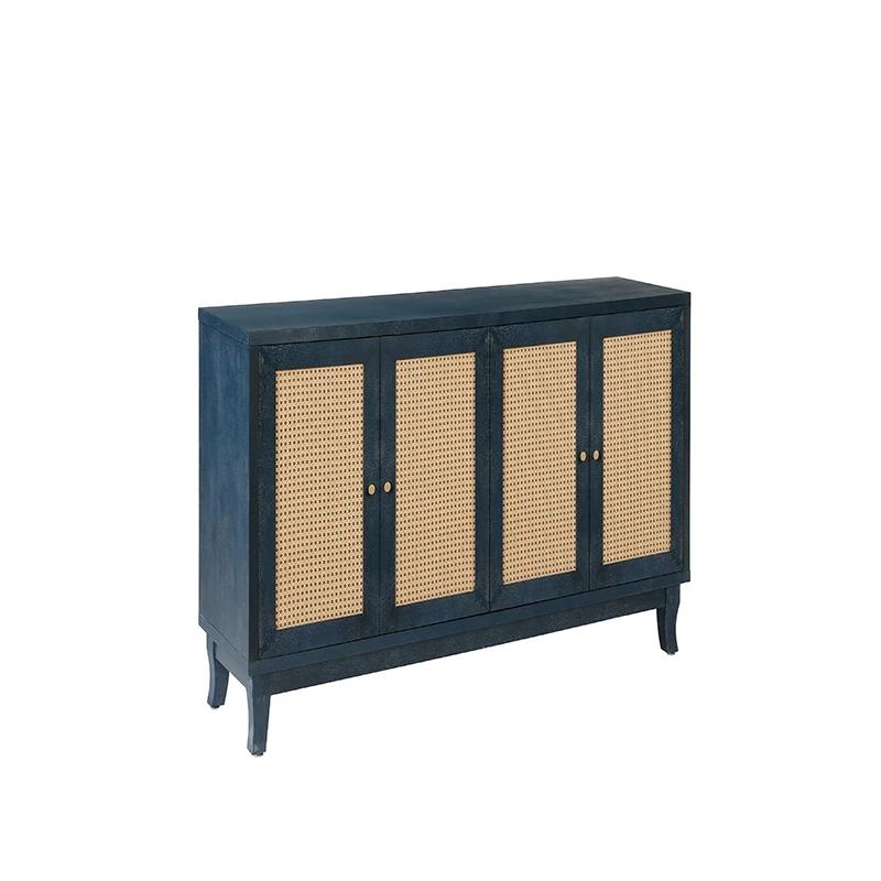 Mars-panneaux de qualité supérieure, buffet en rotin, armoire de rangement d'appoint avec 4 portes e