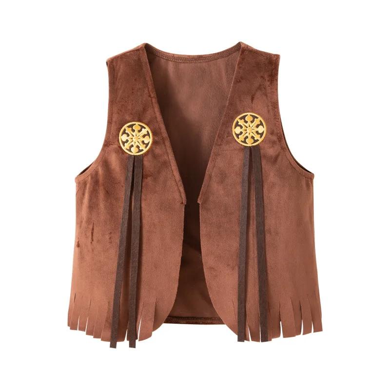 Ensemble de costume de cow-boy pour filles, tenue de déguisement sur le thème western avec veste, ju