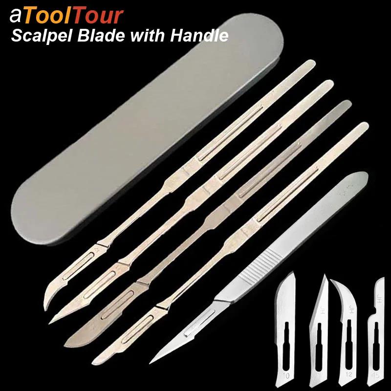 Scalpel à manche sphérique en acier au carbone, long, carboné, générateurs de bureau en métal, coute