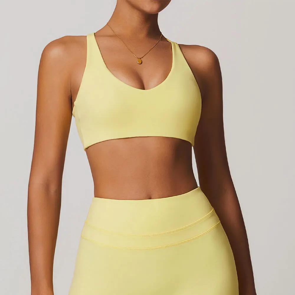 SWELTERING-Soutien-gorge de sport en nylon pour femme, sous-vêtement sexy entrecroisé et respirant p