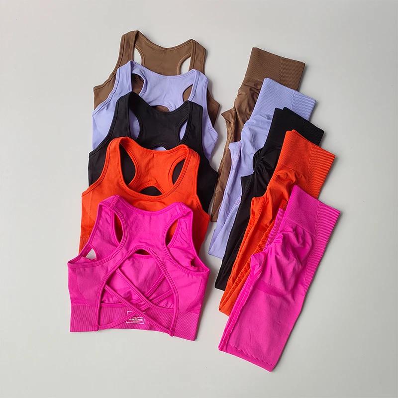Ensemble sport femme 2 pièces débardeur leggings yoga fitness course résistant aux chocs