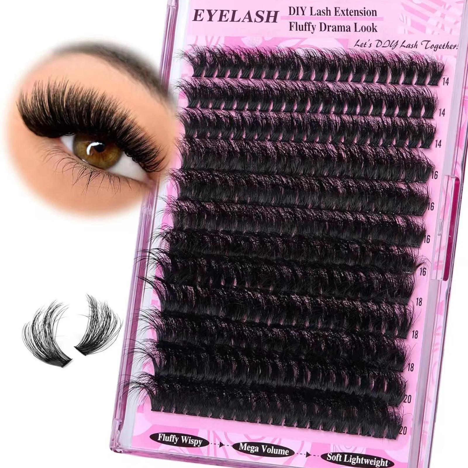 Cils épais moelleux grappes individuelles 200D Cosplay Extensions de cils de Faux vison manga faux c