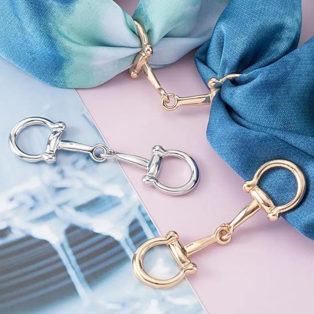 Boucle universelle pour écharpe en fer à cheval, 2 pièces, multi-usages, en métal, coins simples et