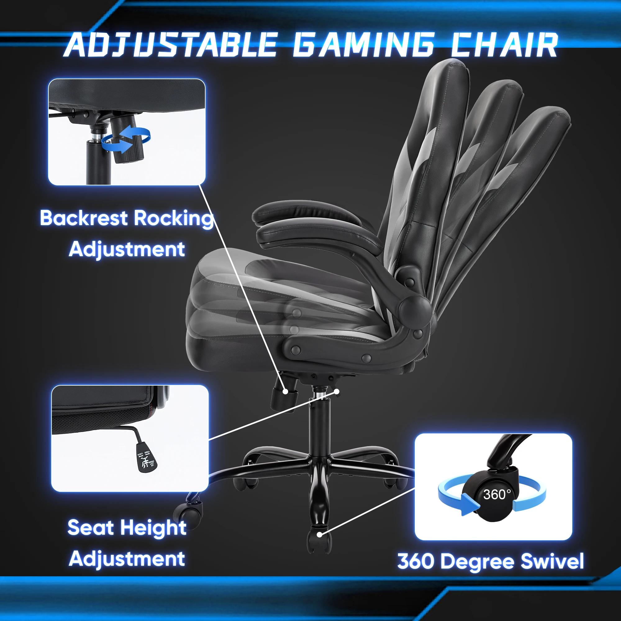 JHK ergonomique bureau ordinateur maison jeu chaise de bureau réglable en cuir PU chaise de course r