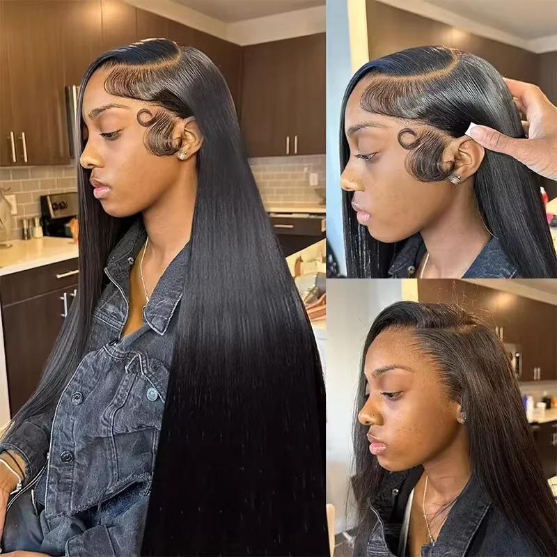 250 densité 30 40 pouces os droit 13x6 HD dentelle frontale perruques de cheveux humains 13x4 pré pl