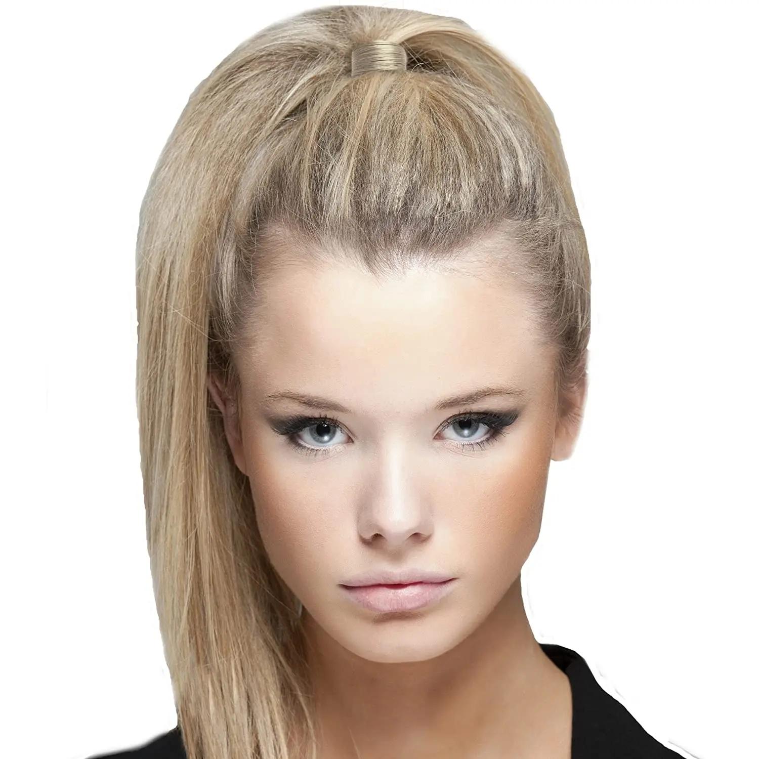 Nouvelle fausse perruque élastique attaches de cheveux pour femmes fille porte-queue de cheval bande