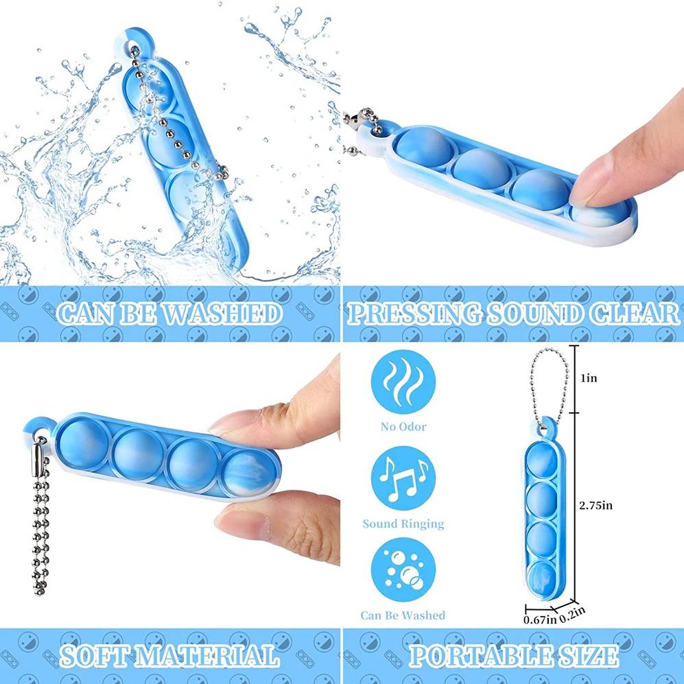 30 pièces Mini Pop porte-clés Fidget jouets Push Pop en vrac porte-clés faveurs de fête pour enfants