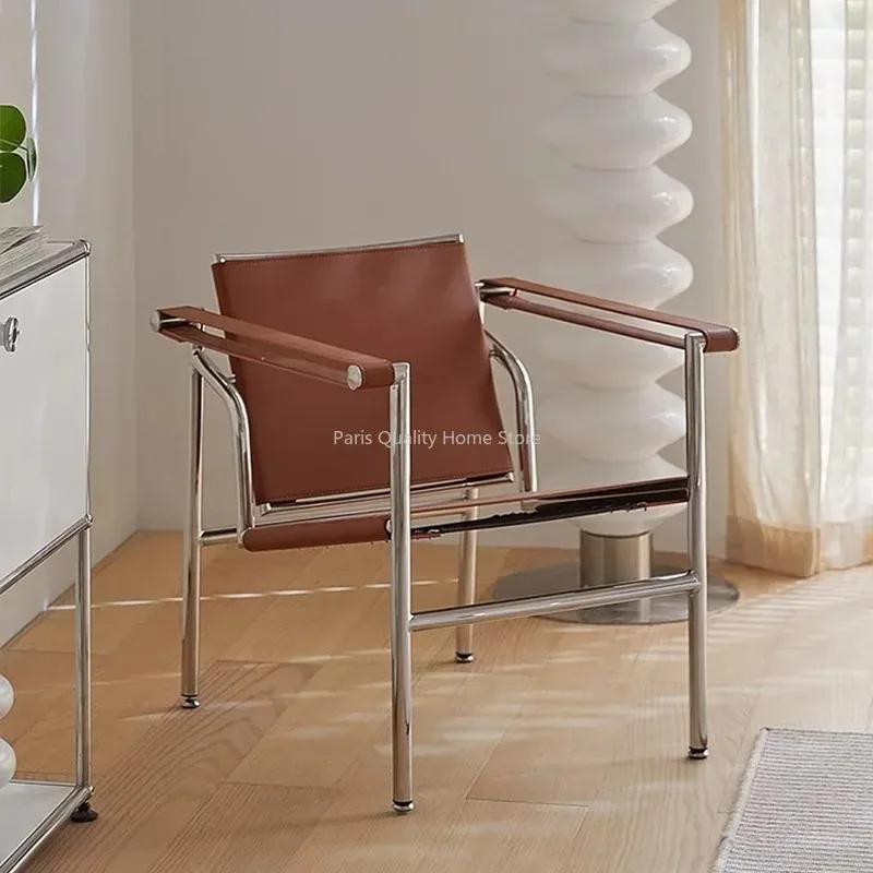 Le Corbusier Style italien canapé simple chaise design Vintage chaise simple en acier inoxydable cha
