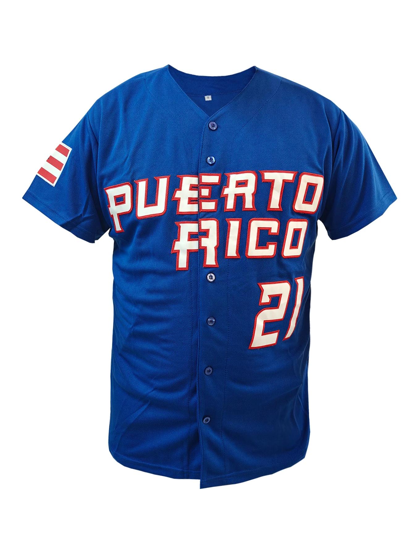 Porto Rico # Maillot de baseball classique pour homme Roberto World Game 21, cousu