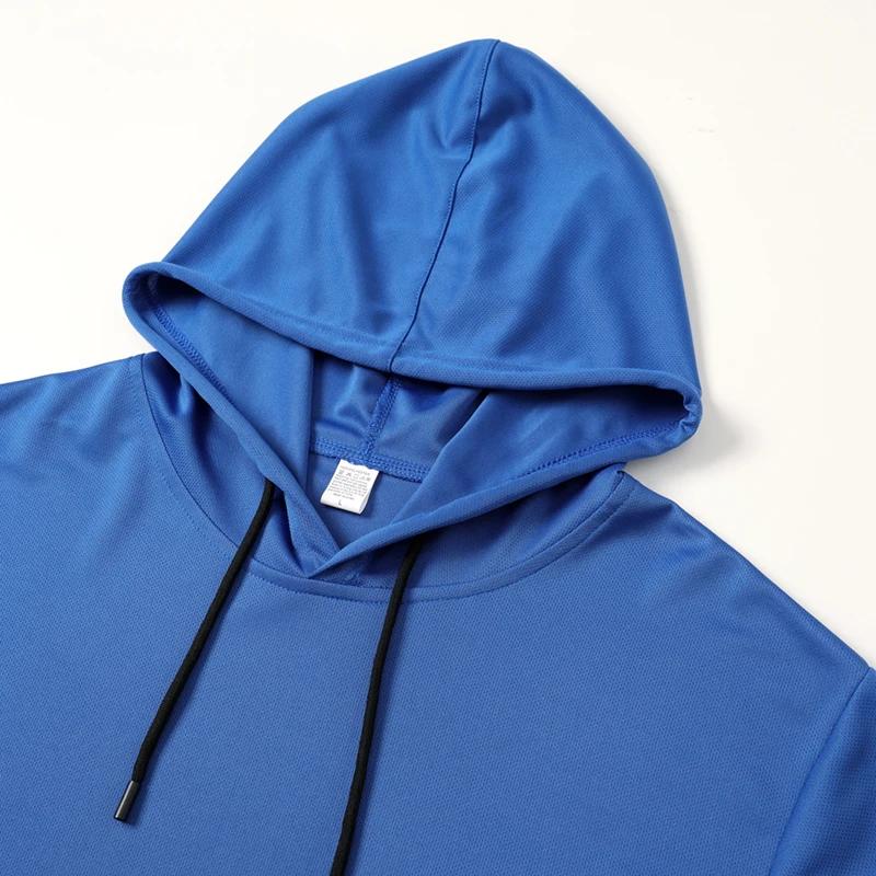Nouveau T-shirt à capuche d'été pour homme, à manches courtes, coupe ample, couleur unie, léger, res