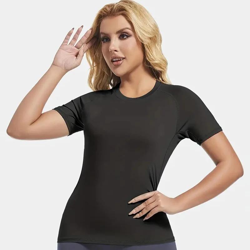 Chemise compression femme imprimé graphique été athlétique manches courtes baselayer séchage rapide