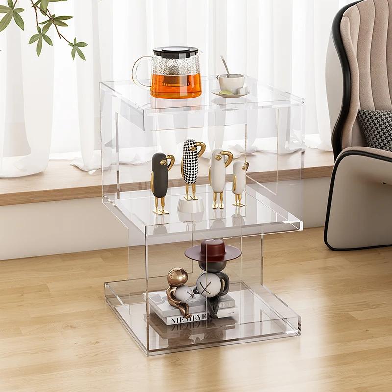 Table d'appoint de canapé en acrylique minimaliste, organisateur d'angle créatif, support de rangeme