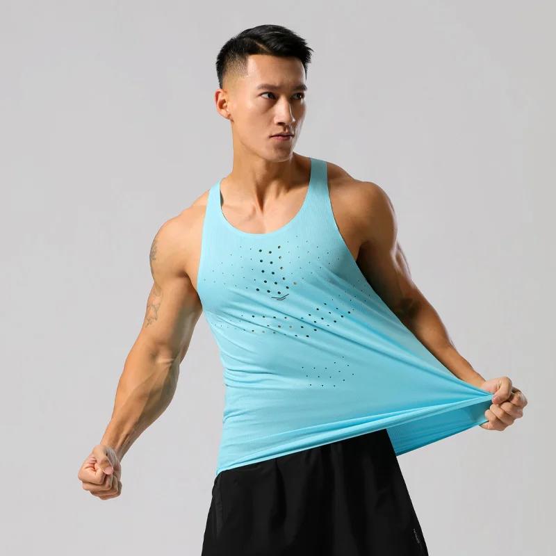 Chemise de sport homme T-shirt sans manches haute qualité débardeur séchage rapide fitness maille respirante