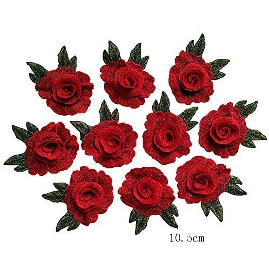 Patchs de vêtements brodés de fleurs rouges, 3 pièces, sacs de mariage en tissu, décoration de ridea