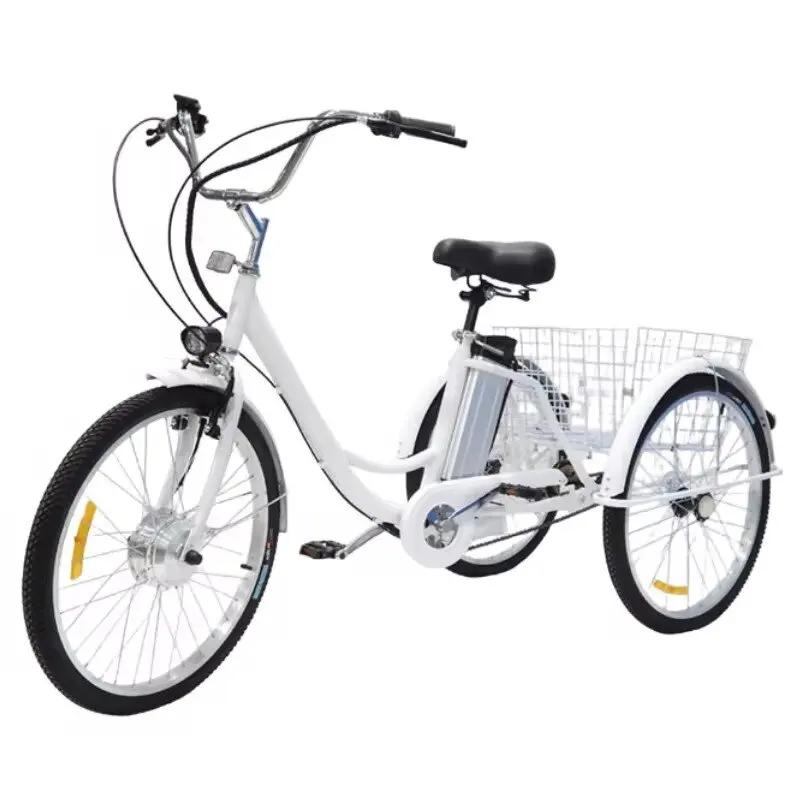 Vélo électrique à trois roues 36V 24 pouces vélo électrique pour femmes dames avec batterie amovible
