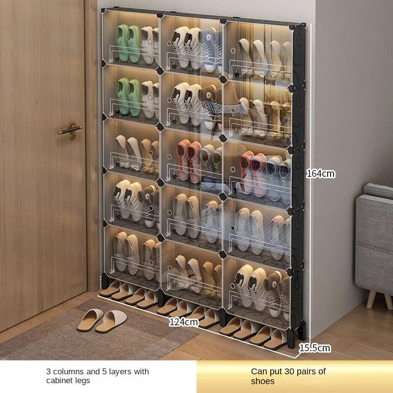 Boîte de rangement multicouche transparente pour chaussures, armoire de salon, étagère de couloir, m