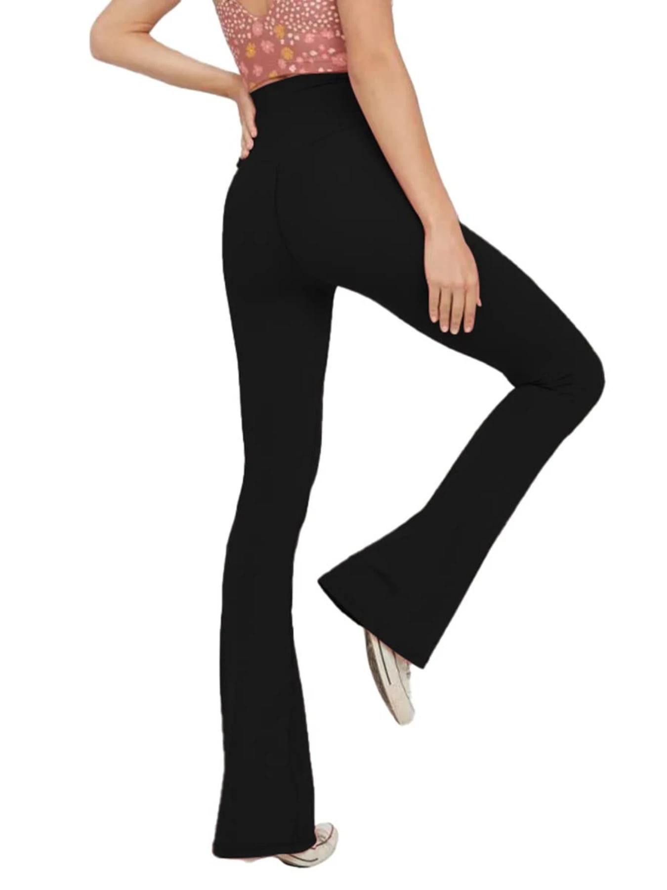 Leggings évasés croisés pour femmes, pantalons de Yoga, contrôle du ventre, taille haute, jambes lar