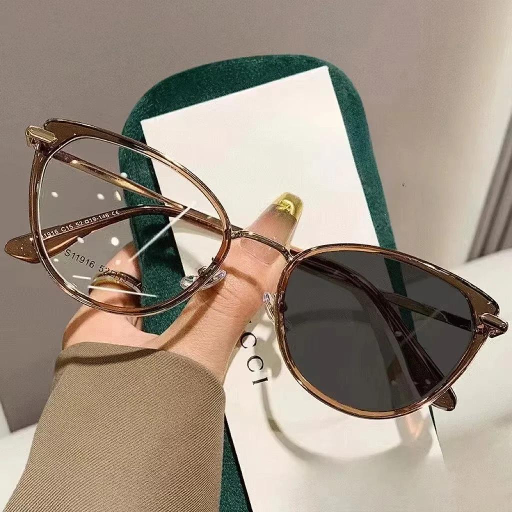 Lunettes de myopie photochromiques pour femmes, œil de chat, lunettes de soleil de vision de près, p