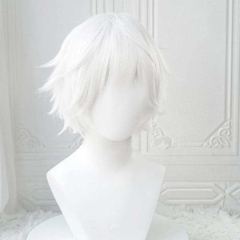 Perruques de Cosplay Anime Kaneki Ken, perruques courtes blanches moelleuses, Patch pour les yeux, c