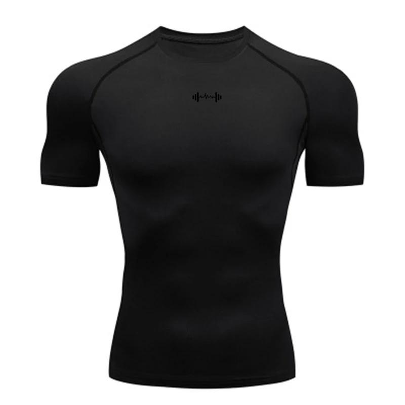 T-shirt de compression pour homme à manches courtes, absorbant, pour le sport, la gym, le fitness, l