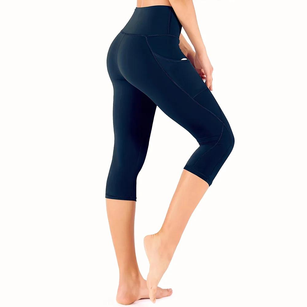 Leggings Capri pour femmes Leggings Capri taille haute avec poches pour femmes Pantalons de yoga Pan