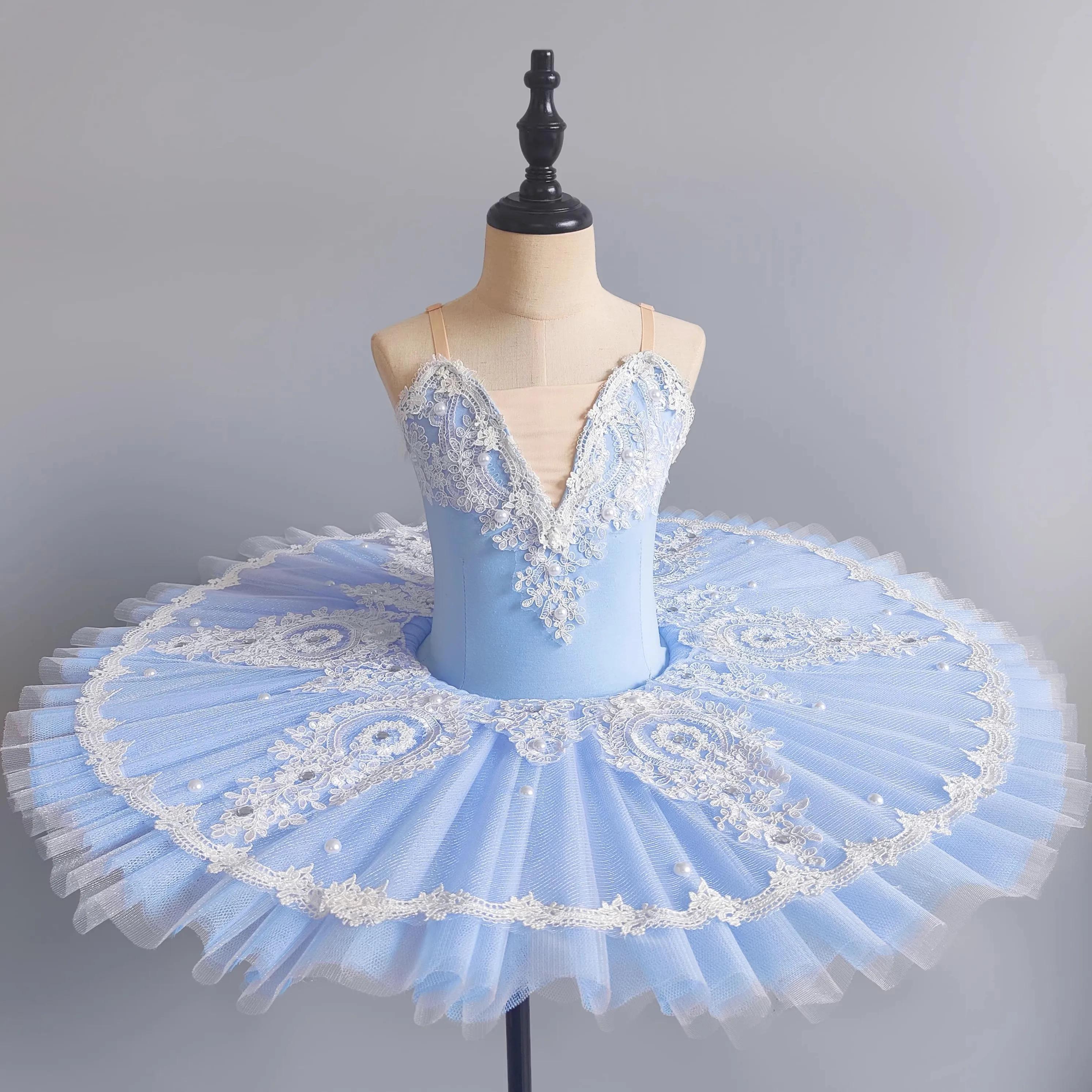 Tutu de Ballet professionnel pour filles, plateau bleu rose, crêpes, robe de soirée de ballerine, Co