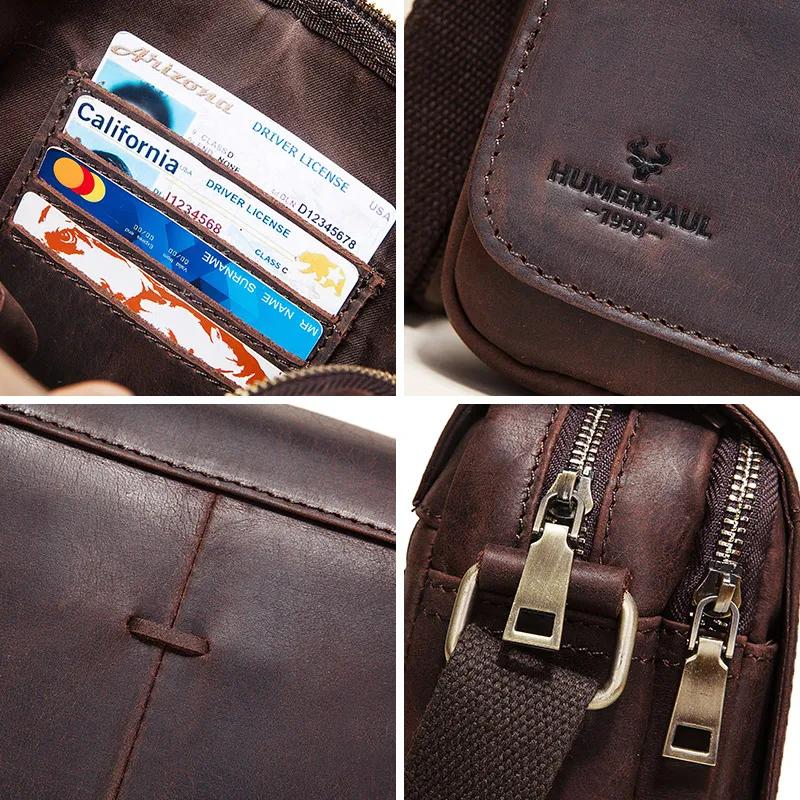 Sac messager en cuir Crazy Horse pour hommes, sac à bandoulière à rabat de grande capacité, sac à ba