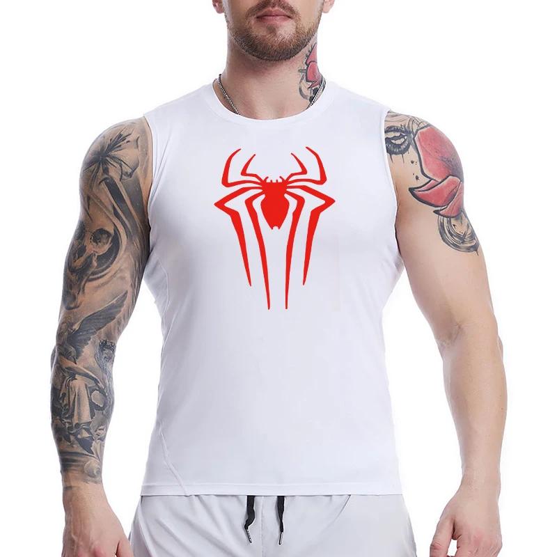 Débardeur imprimé araignée pour hommes, chemise de Compression sans manches à séchage rapide, gilet