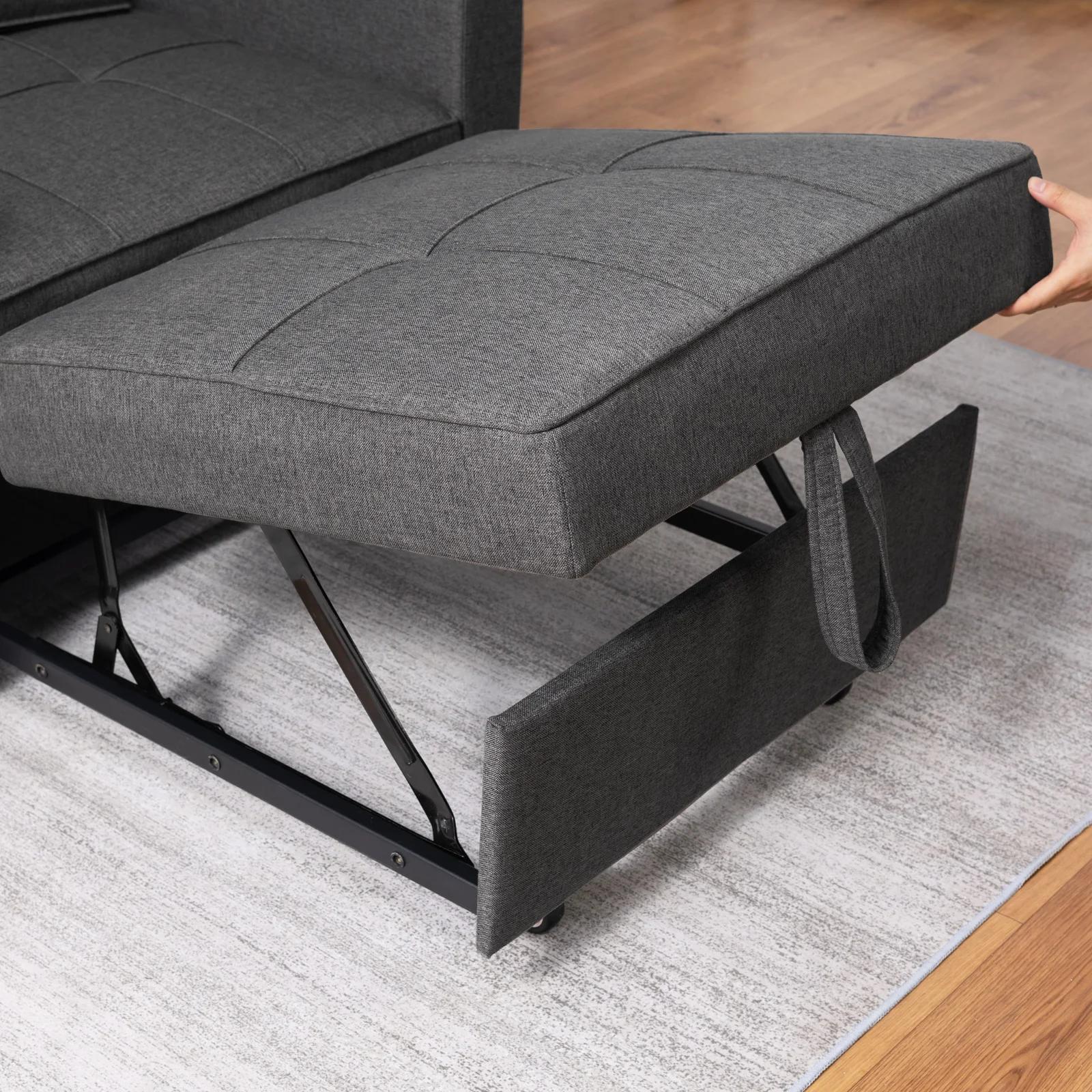 HORGgland O-Canapé-lit simple avec 3 inclinaisons réglables, fauteuil convertible, chaise longue ner