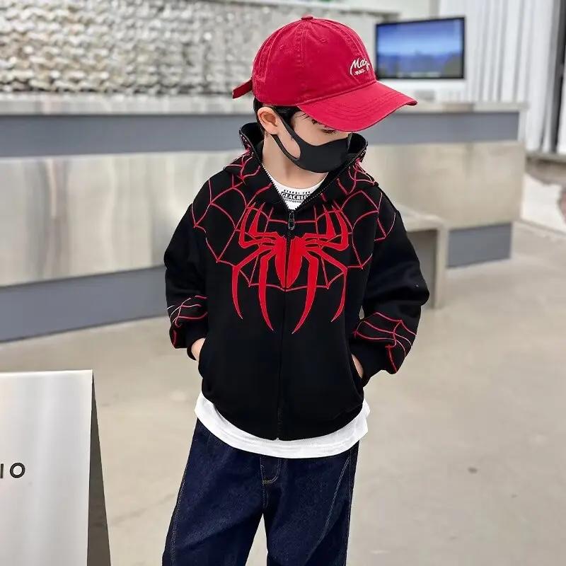Spiderman veste printemps enfants garçons sweat à capuche dessin animé manteaux à glissière automne