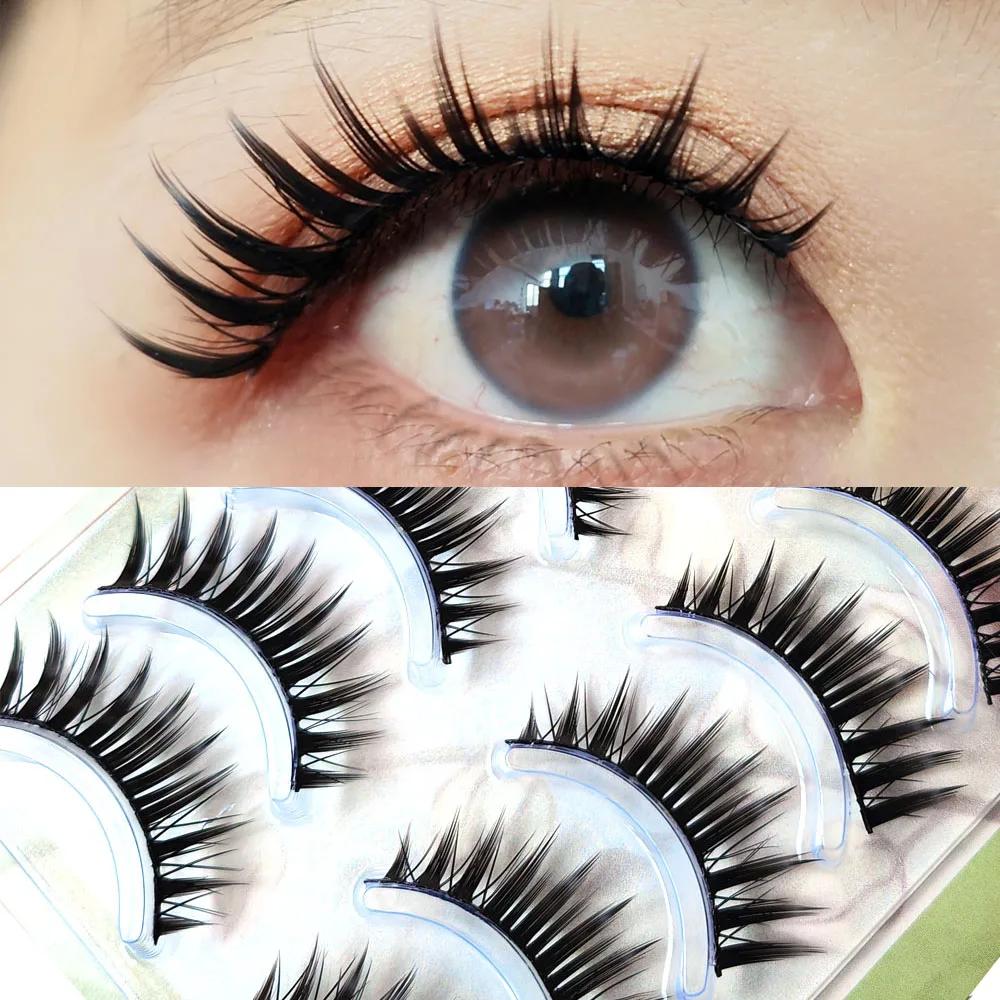 5 paires de faux cils de maquillage épais Fasle cils longs naturels épais Extension de cils usage qu