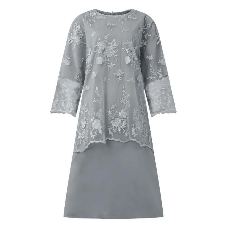 Nouvelle Robe de Soirée Grande Taille pour Femme, Ensemble Deux Pièces avec Broderie en Dentelle de