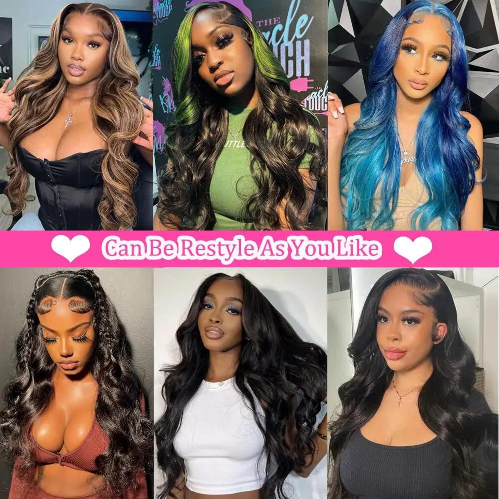 Perruque Lace Closure Wig Remy Body Wave sans colle pour femme, cheveux humains, pre-plucked, 4x4, 5