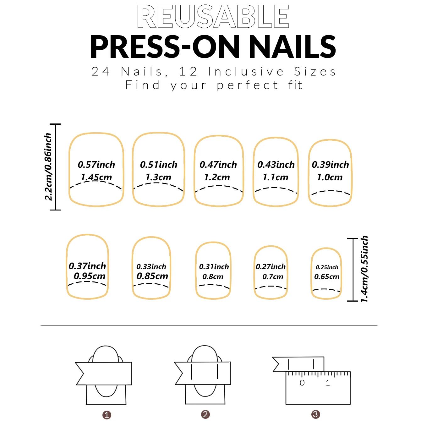 24 pièces presse sur ongles nœud papillon noir presse sur ongles blanc perle douce pointe française