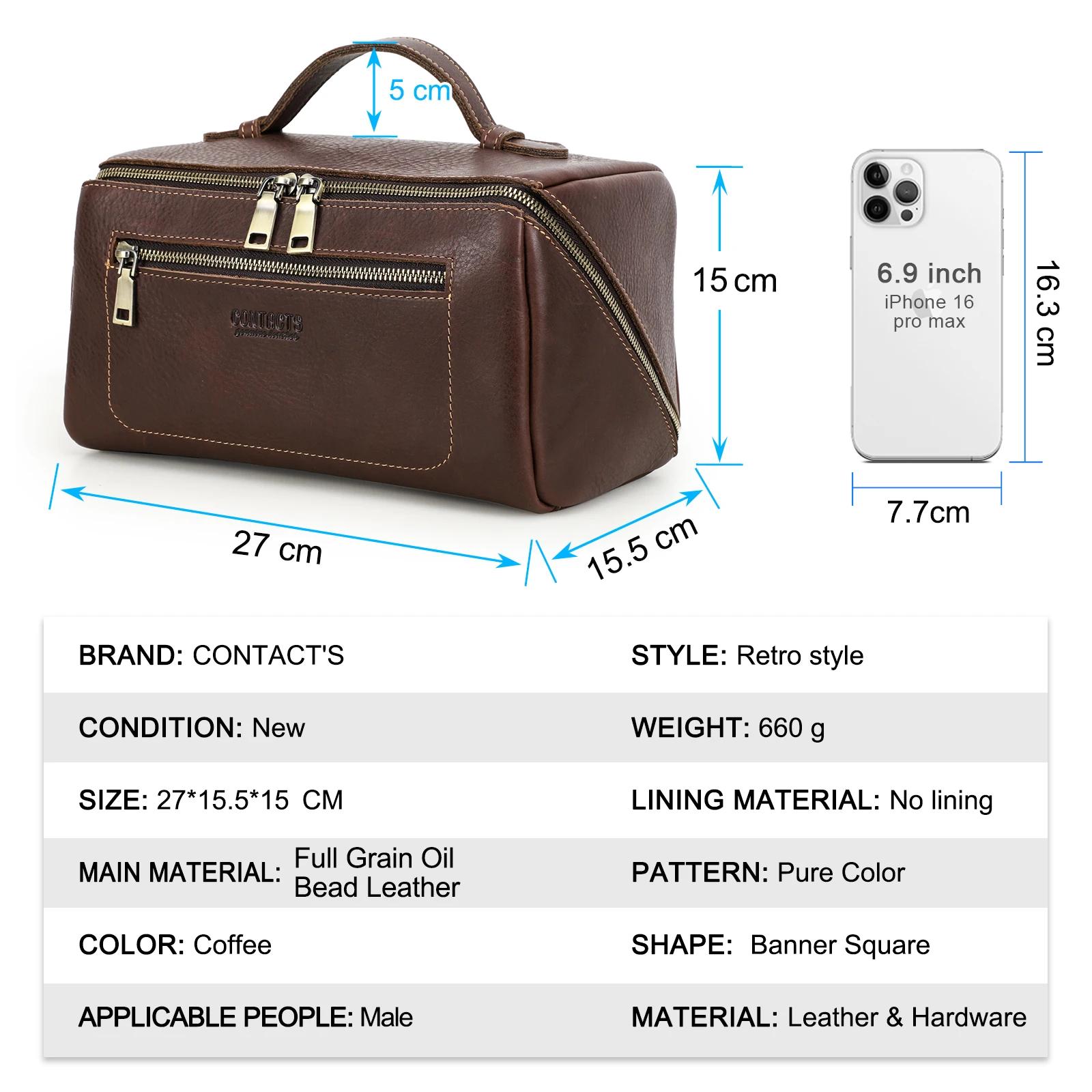 CONTACT'S sacs à cosmétiques en cuir véritable pour hommes sac de maquillage de haute qualité sac de