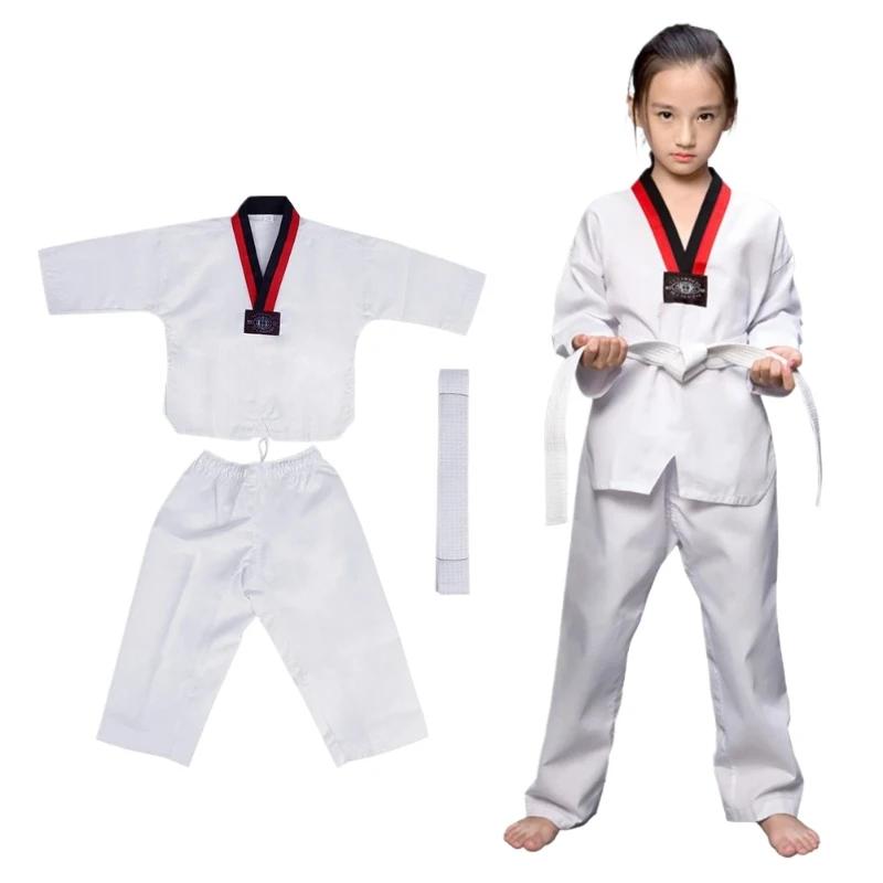 Costumes TKD à manches longues, uniformes de Taekwondo blancs, vêtements de karaté WTF Judo Dobok po