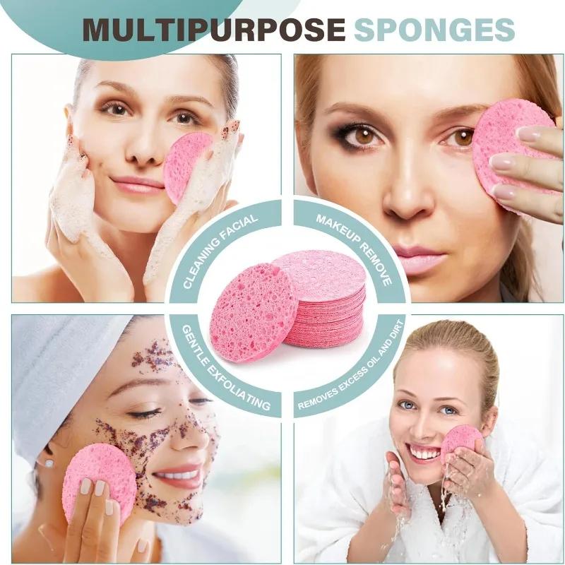 50-1000 pièces compresser visage lavage bouffée pâte de bois naturelle éponge visage lavage bouffée