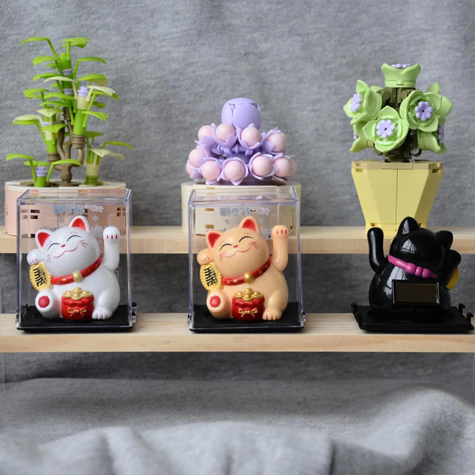 Maneki Neko – chat porte-bonheur à énergie solaire, chat porte-bonheur chinois, agitant la main, déc
