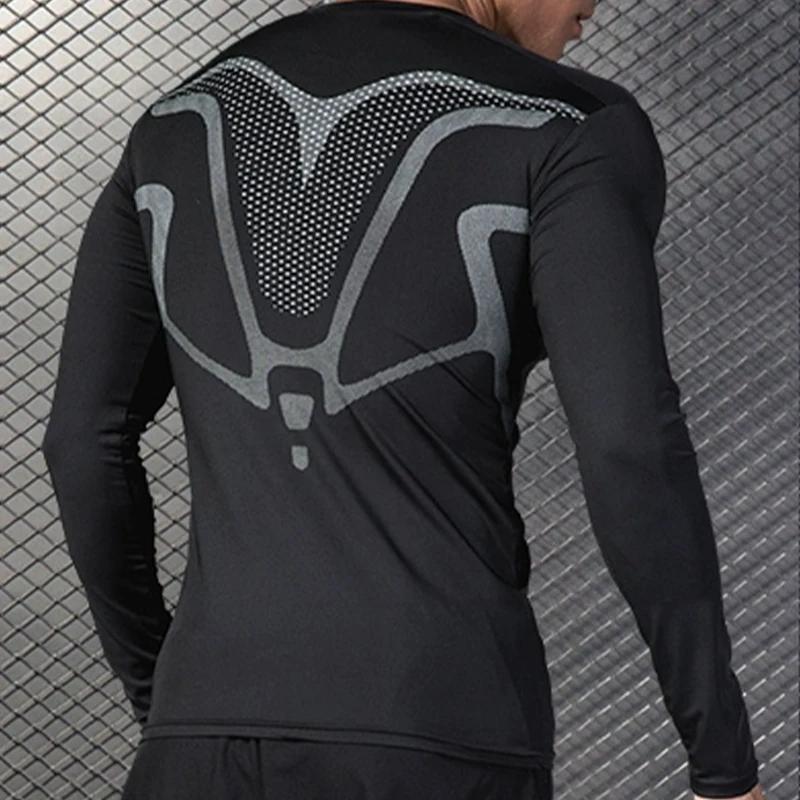 T-shirt de sport à manches longues pour hommes, coupe ajustée, absorbant la sueur, respirant, combin