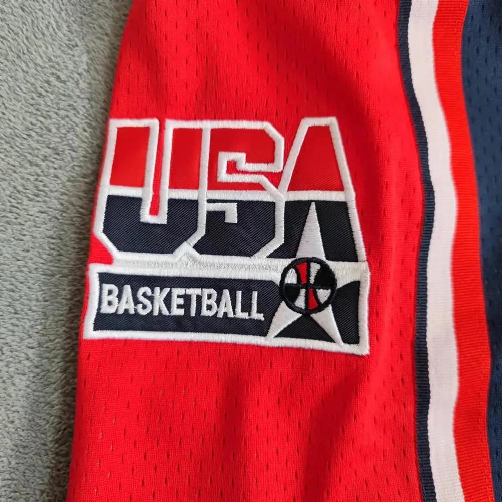 Short de basket-ball américain pour hommes, édition américaine Pockets, couture, broderie, sport de