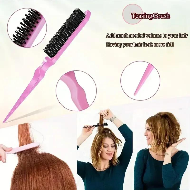 WANMEI 5 Pc démêlant style peigne ensemble Curl bonbons Bursh courbé queue de Rat peigne bord contrô