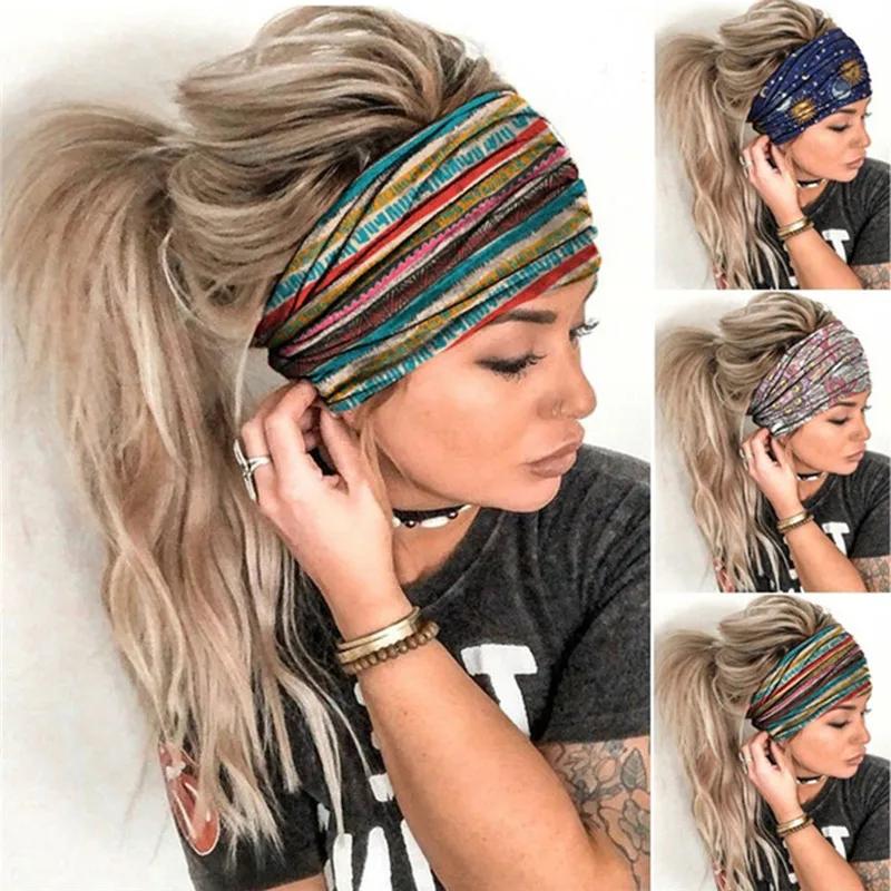 Bandeau turban boho fleur imprimé vintage - Accessoire cheveux femme élastique doux coton bandana
