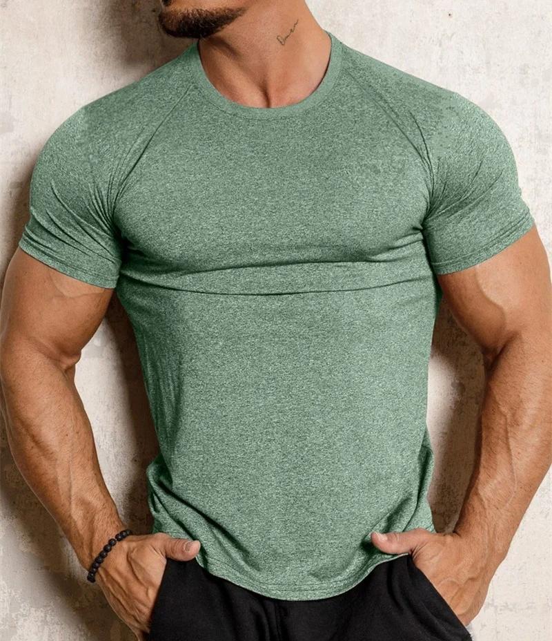 Nouveau T-shirt de sport serré séchage rapide fitness vêtements de sport à manches courtes hauts cou