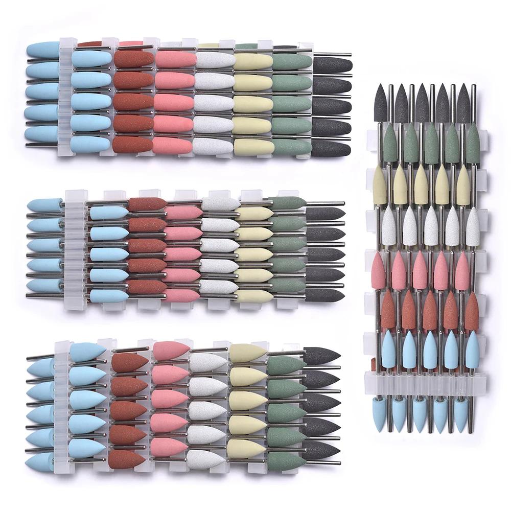 Foret à ongles en Silicone, ensemble de fraises en caoutchouc pour manucure et pédicure, tampon à on